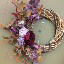 Load image into Gallery viewer, Handmade Autumn Artificial wreath by Partridge Blooms made in Glasgow, Scotland.