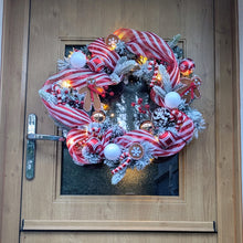 Load image into Gallery viewer, The Gingerbread Bake House - XL Pre Lit Large Christmas Artificial Flower Wreath