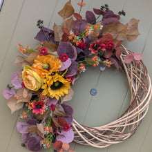 Load image into Gallery viewer, Handmade Autumn Artificial wreath by Partridge Blooms made in Glasgow, Scotland.