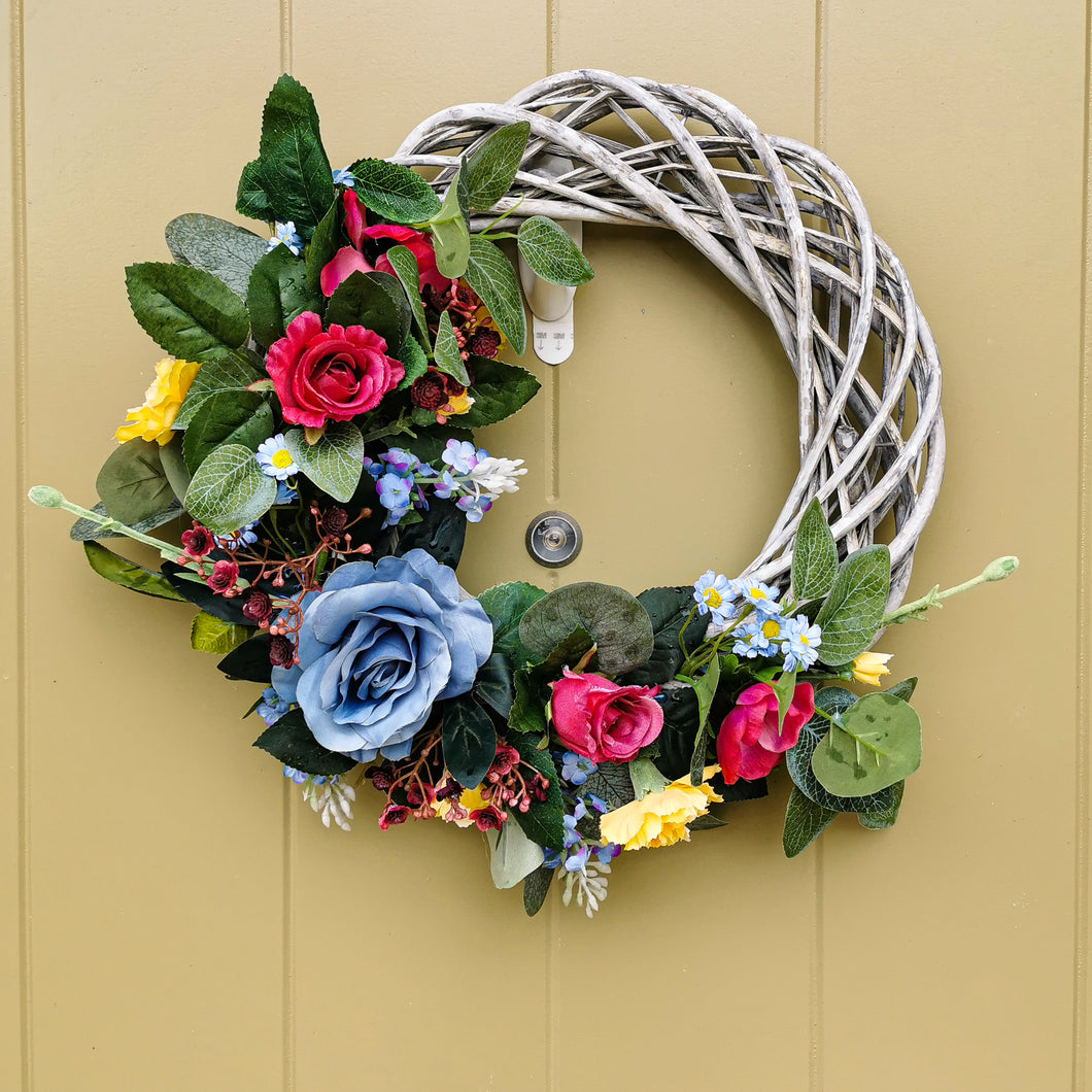 Samantha - Medium Artificial Flower Spring/Summer Door Wreath (One Off Design)