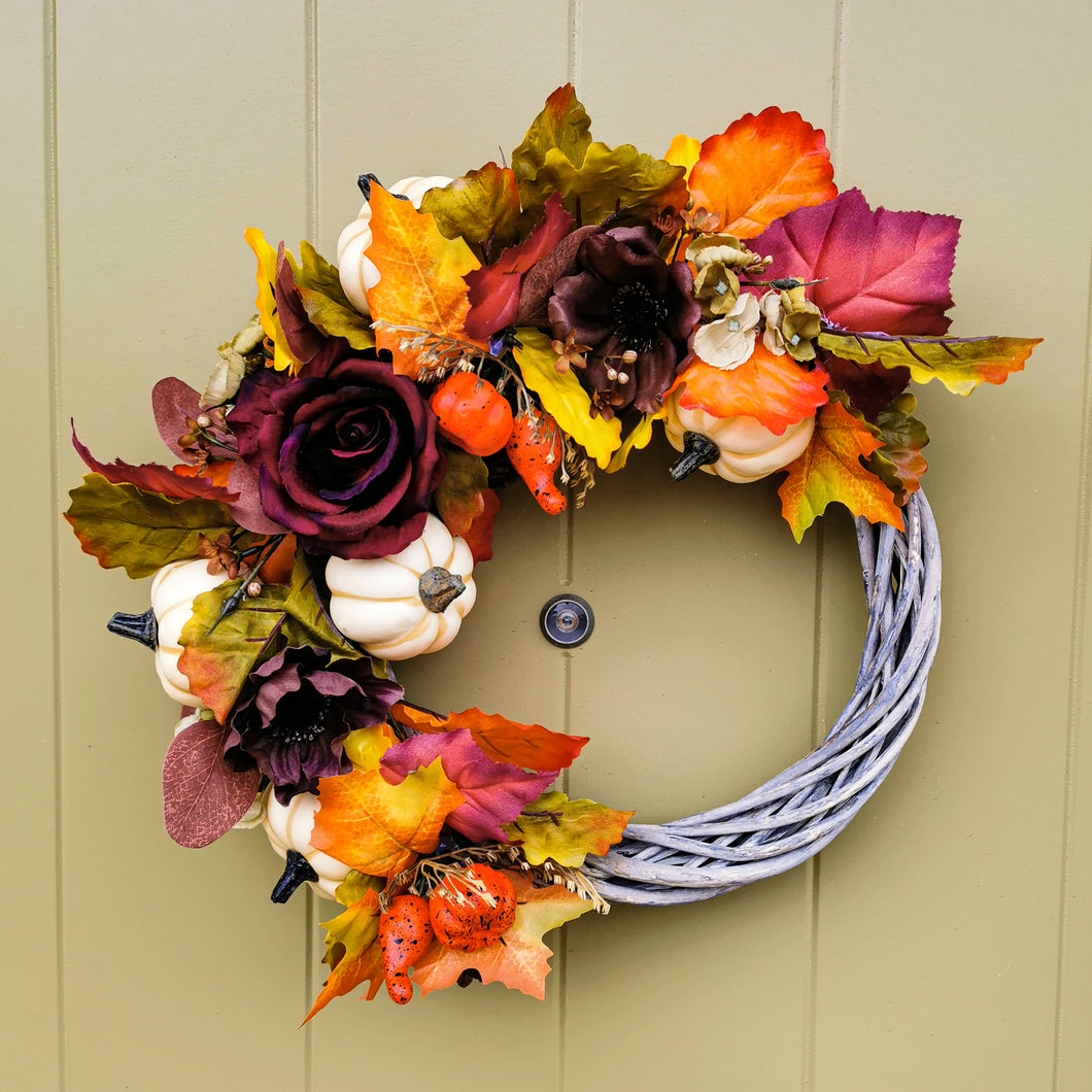 Lois - Medium Artificial Flower Autumn Door Wreath (One Off Design)