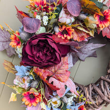 Load image into Gallery viewer, Artificial Floral Wreath for Autumn by Partridge Blooms made in Glasgow, Scotland.
