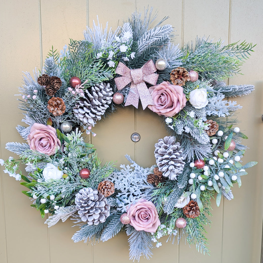 Blush Frost - XL Full Artificial Christmas Wreath