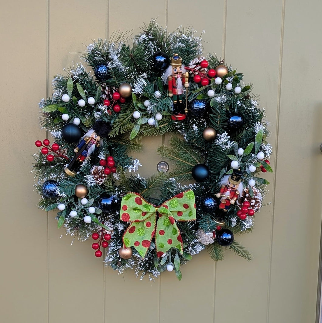 The Naughty Nutcrackers - Large Christmas Artificial Flower Wreath