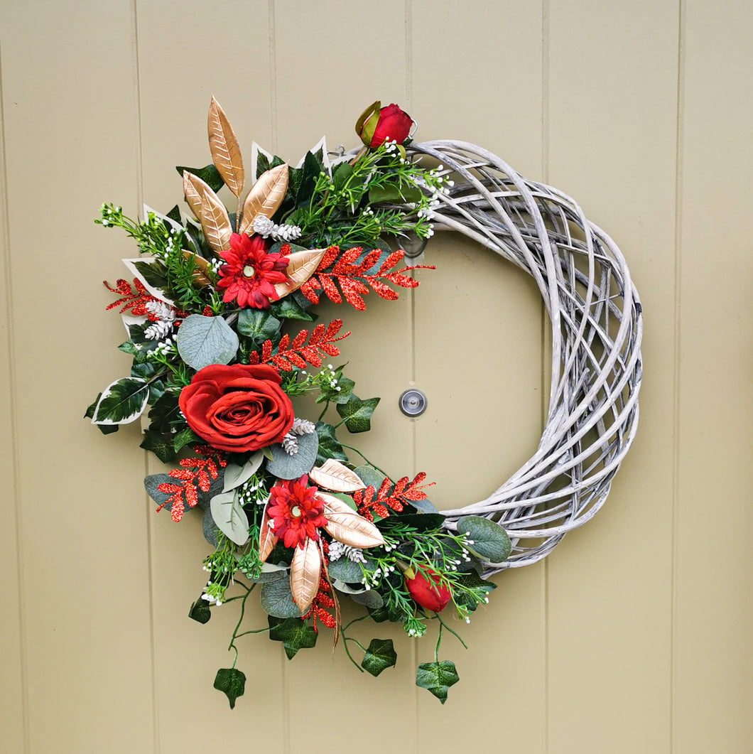 Partridge Blooms artificial christmas wreath made in Glasgow, Scotland
