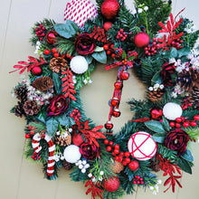 Load image into Gallery viewer, partridge blooms artificial christmas nutcracker wreath made in Glasgow, Scotland
