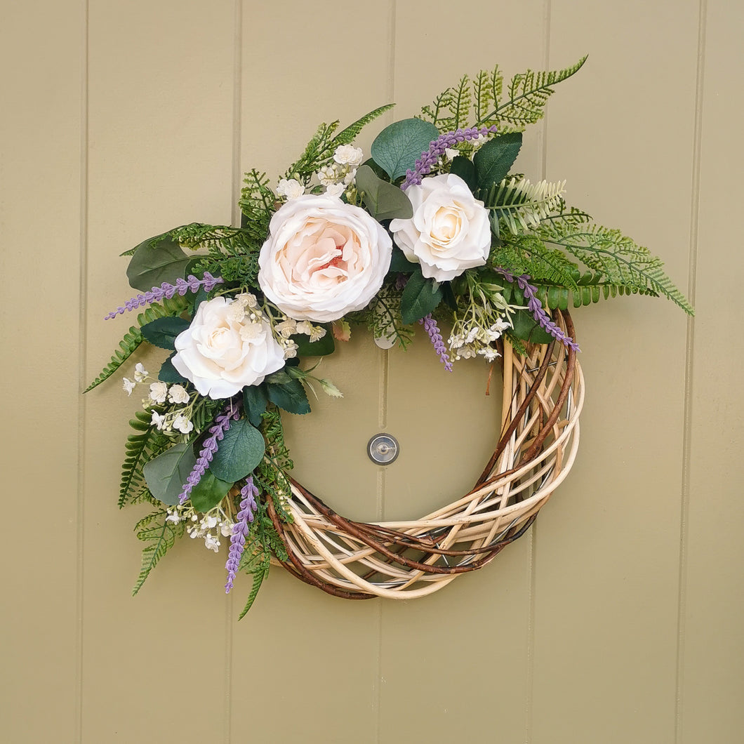 Partridge Blooms artficial flower wreath made in Glasgow, Scotland
