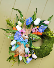 Load image into Gallery viewer, Easter bunny artificial floral easter wreath
